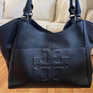Black pebbled leather TORY BURCH tote!